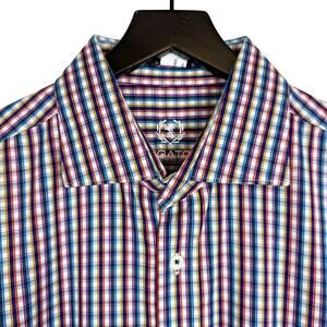 Bugatchi Classic Fit Cotton Dress Shirt Multi-Color Plaid - 2XL XXL